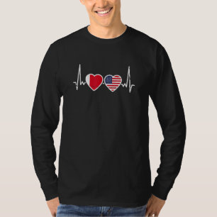 Dubai USA Heartbeat Dubaian American Flag T-Shirt