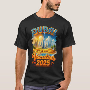 Dubai Vacation Skyline Sunset Desert And Camel Adv T-Shirt