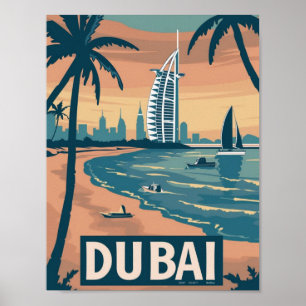 Dubai Vintage Famous Travel Place Poster