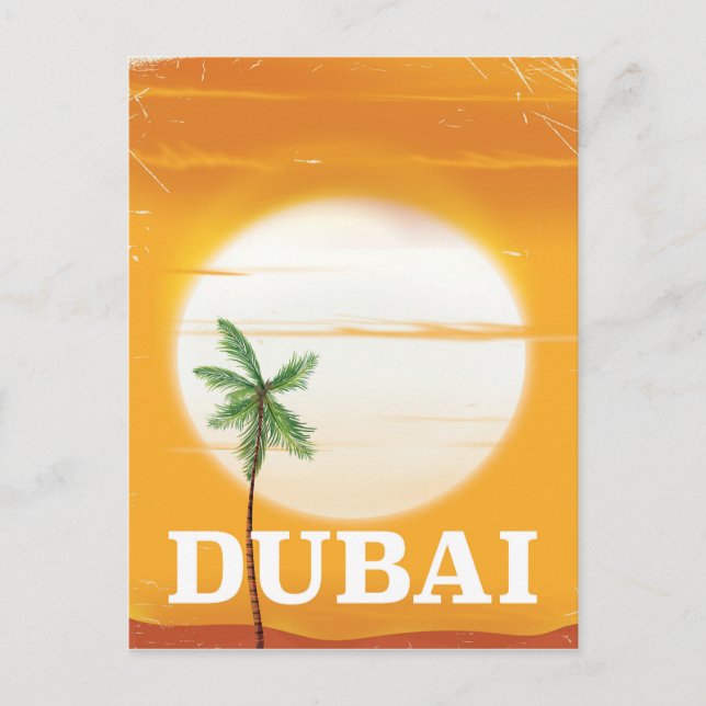 Dubai vintage style vacation poster postcard (Front)