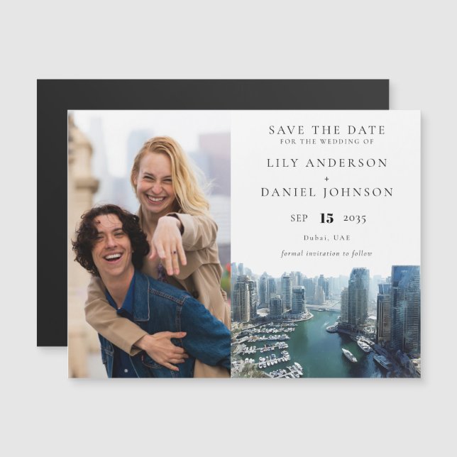 Dubai Wedding Photo Save The Date Magnetic Invitation (Front/Back)