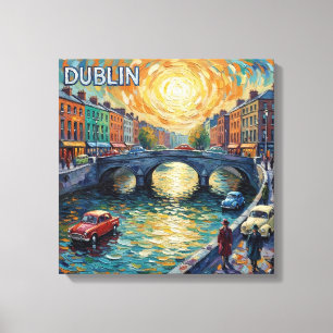 Dublin Canal Sunset Reflections Canvas Art