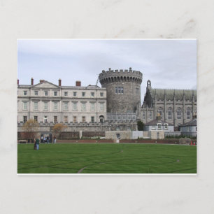 Dublin Castle Ireland, lawn & castle turret. Postcard