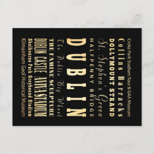 Dublin City of Ireland Typography Art Postcard