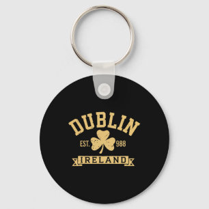 Dublin Clover Leaf Ireland Shamrock Est 988 St Pat Key Ring