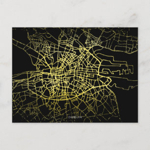 Dublin Gold Style Art Map Postcard