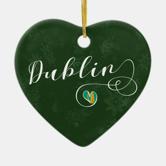 Dublin Heart, Christmas Tree   Ceramic Tree Decoration (Front)