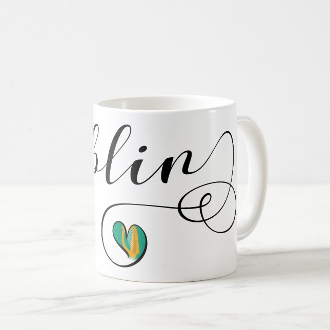 Dublin Heart Mug, Ireland Coffee Mug (Front Right)