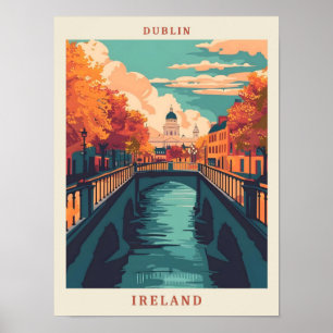 Dublin Ireland Art Elegant Vintage Travel Poster
