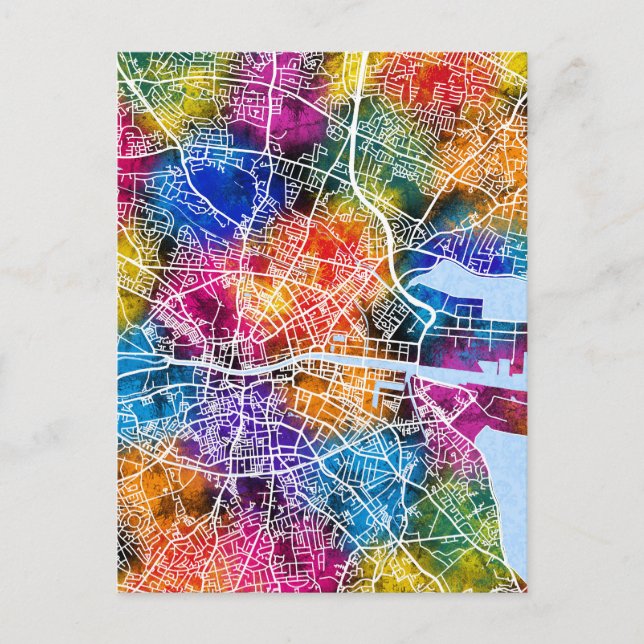 Dublin Ireland City Map Postcard (Front)