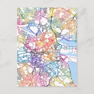 Dublin Ireland City Map Postcard
