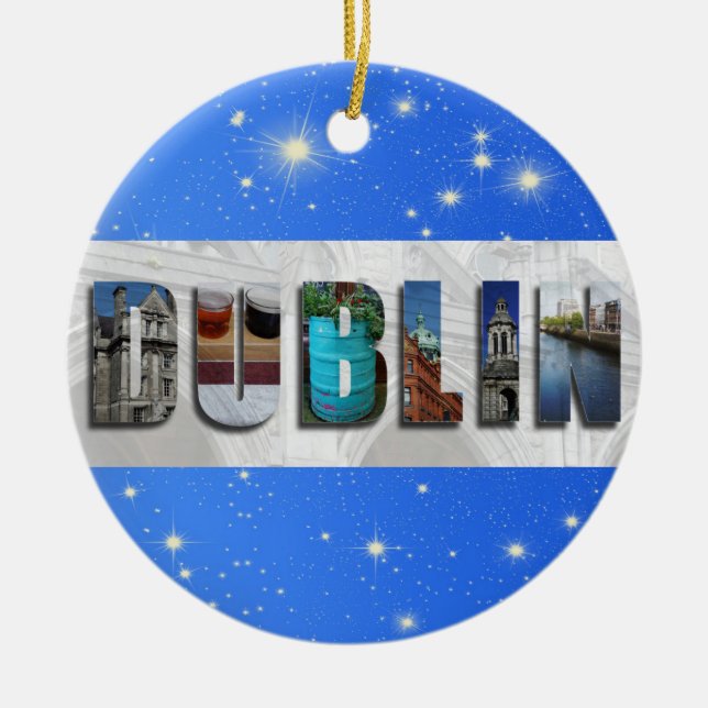 Dublin Ireland City Travel Photos Christmas Ceramic Tree Decoration (Front)