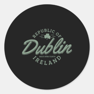 Dublin Ireland Clover Leaf Irish St. Patricks Day Classic Round Sticker