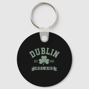 Dublin Ireland Clover Leaf Irish St. Patricks Day Key Ring