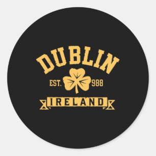 Dublin Ireland Clover Leaf Shamrock Est 988 St Pat Classic Round Sticker