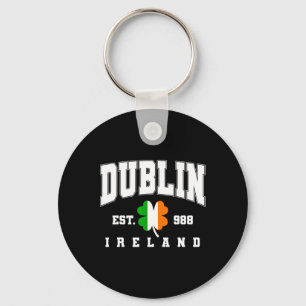 Dublin Ireland Est 988 Clover Leaf Shamrock St. Pa Key Ring