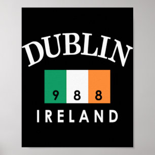 Dublin Ireland Flag Est 988 St Patricks Day  Poster