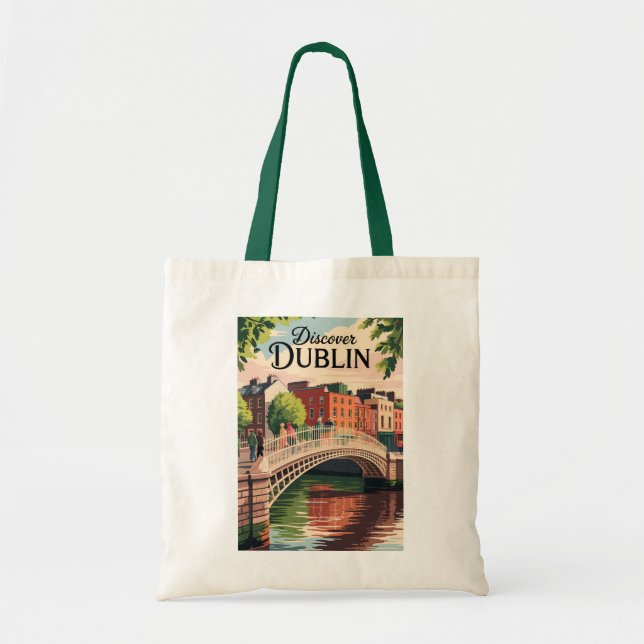 Dublin Ireland Illustration Travel Art Vintage Tote Bag (Front)