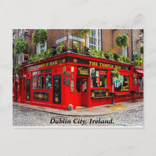 Dublin Ireland pub & cobblestone street Postcard