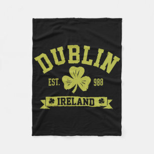 Dublin Ireland Shamrock Clover Clover Leaf Design  Fleece Blanket