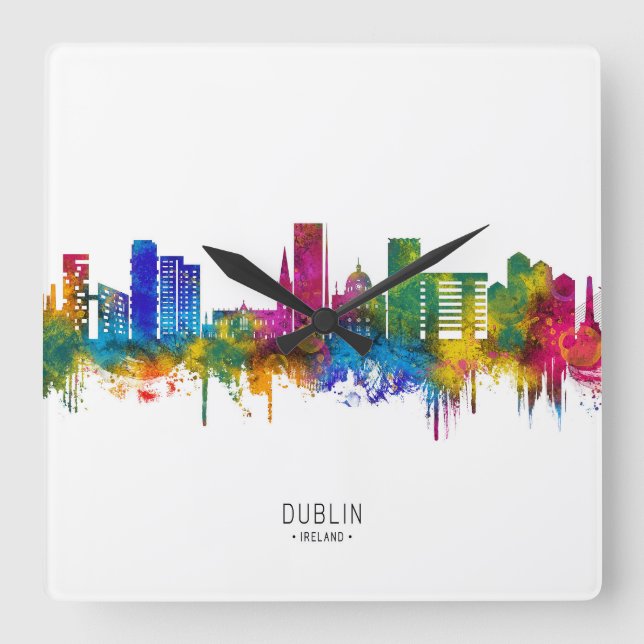 Dublin Ireland Skyline Square Wall Clock (Front)