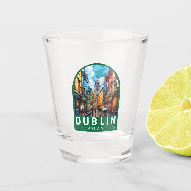 Dublin Ireland Travel Art Vintage Shot Glass (Front)