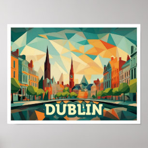 Dublin Ireland Travel artistic colourful Poster