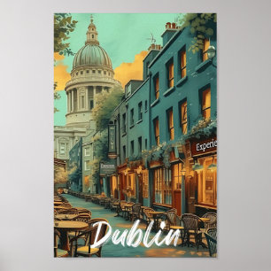 Dublin Ireland Vintage Art Travel Illustration Poster