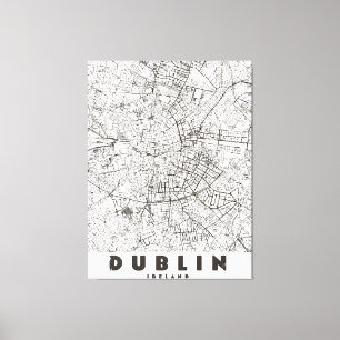 Dublin Ireland Vintage Travel Map Canvas Print