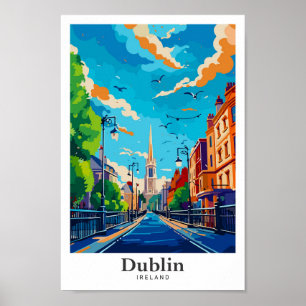 Dublin Ireland Vintage Travel Portrait  Poster