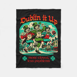 Dublin It Up - Irish Leprechauns Dancing  Fleece Blanket