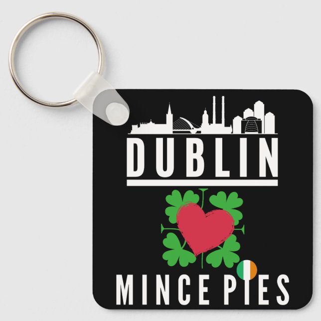 Dublin Loves Mince Pies Cityscape Key Ring (Front)