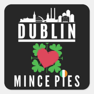 Dublin Loves Mince Pies Cityscape Square Sticker