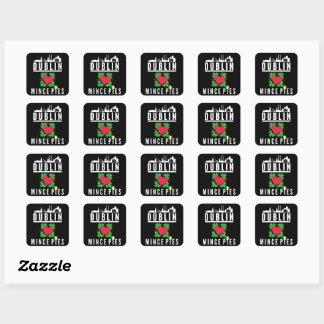 Dublin Loves Mince Pies Night Cityscape Square Sticker
