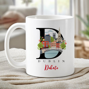 Dublin Monogram Letter D Personalised Gift Coffee Mug