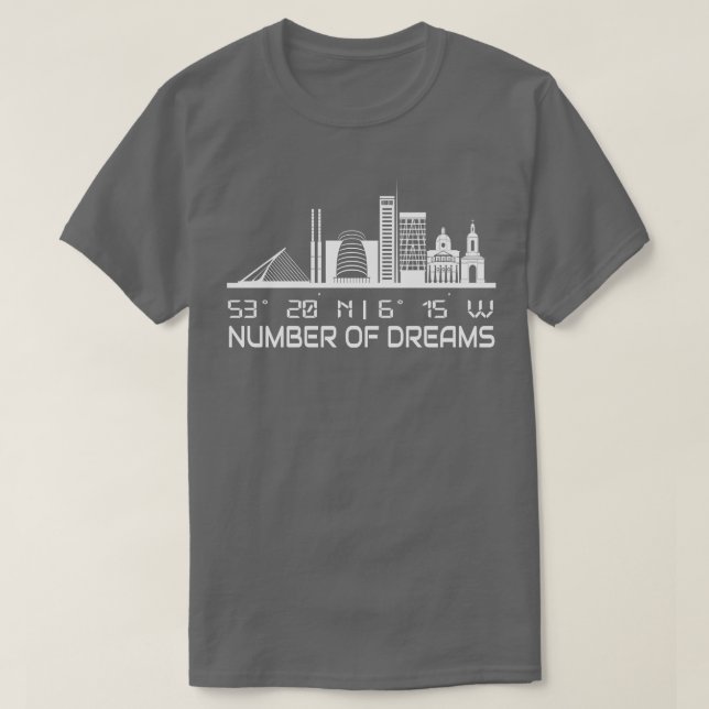 Dublin Skyline GPS Coordinates City Dream City T-Shirt (Design Front)
