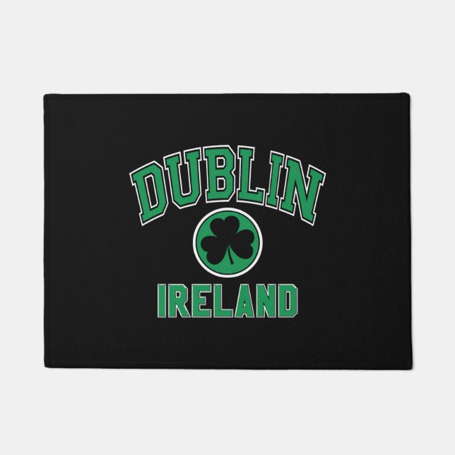 Dublin Varsity Style Shamrock Green Print Doormat (Front)