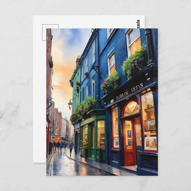 Dublin watercolor art postcard (Front/Back)