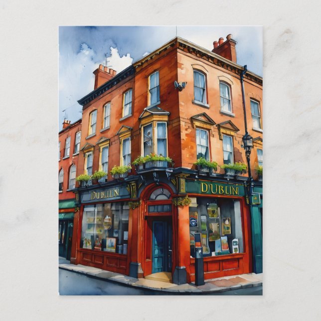 Dublin watercolor art postcard (Front)