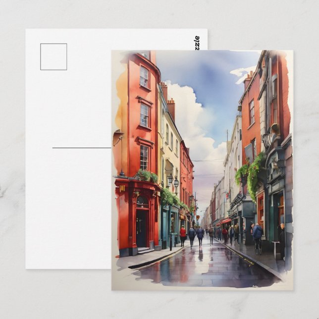 Dublin watercolor art postcard (Front/Back)