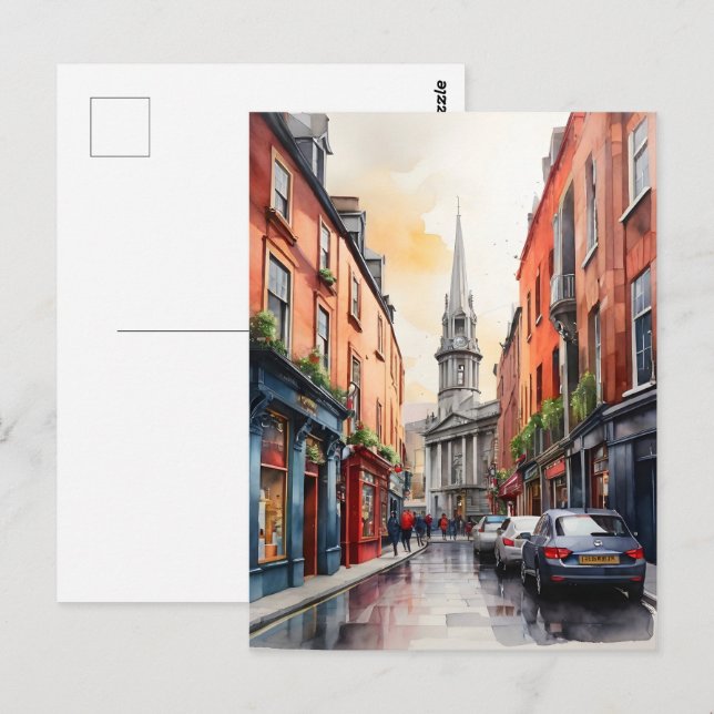 Dublin watercolor art postcard (Front/Back)