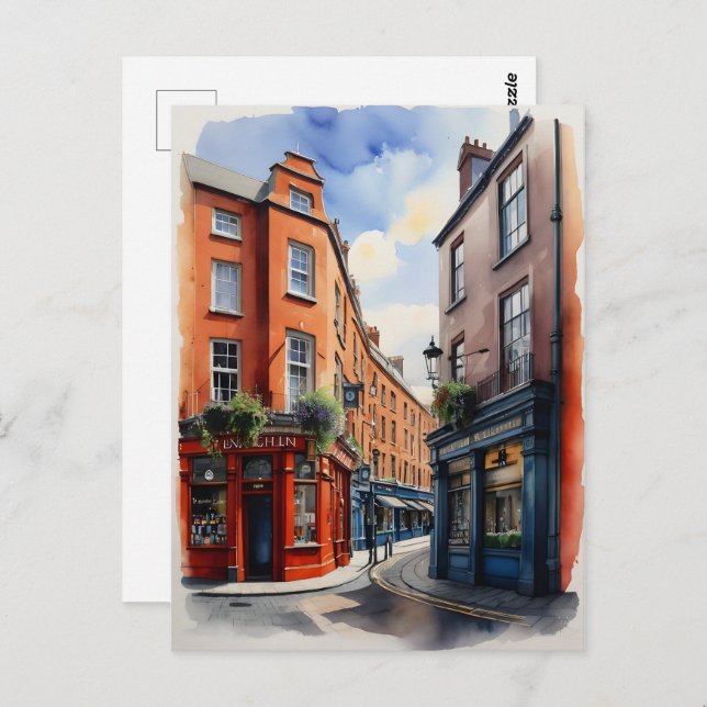 Dublin watercolor art postcard (Front/Back)
