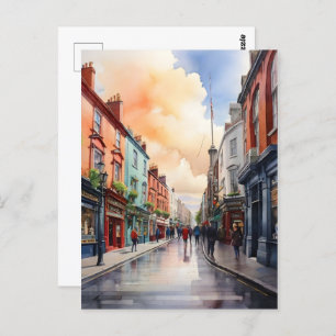 Dublin watercolor art postcard