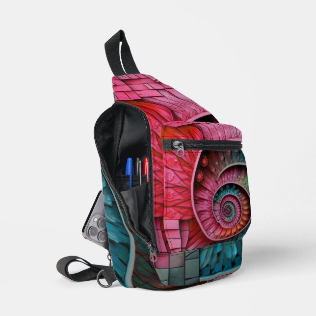 Dubman Designs: Fibonacci Mosaic Spiral Sling Bag (Open)