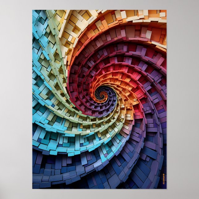 Dubman Designs: Fibonacci Rainbow Trippy Spiral Poster (Front)