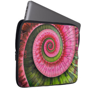 Dubman Designs: Glowing Pink and Green Fibonacci Laptop Sleeve