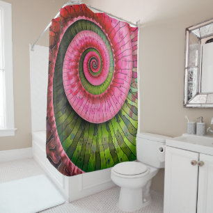 Dubman Designs: Glowing Pink and Green Fibonacci Shower Curtain