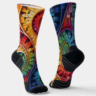 Dubman Does Design:Bright Fibonacci Swirls Socks