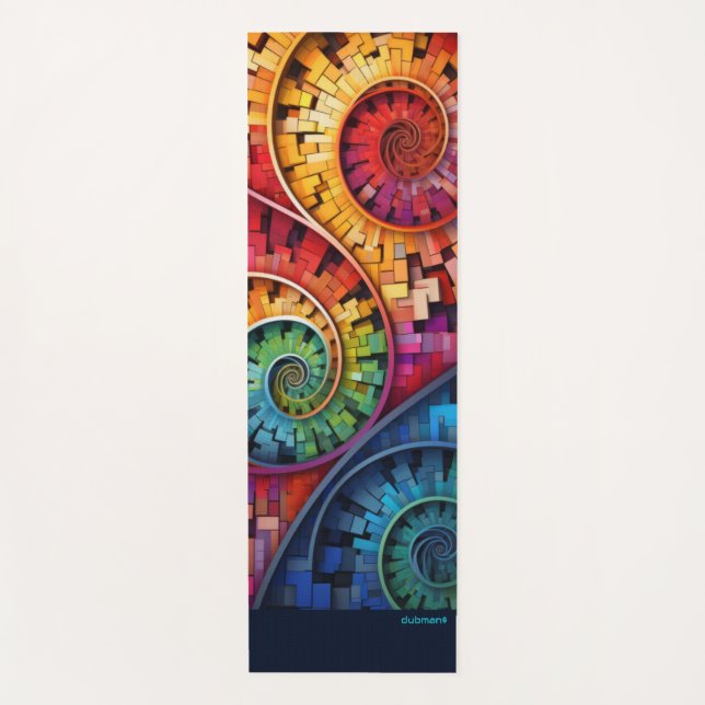 Dubman Does Design:Bright Fibonacci Swirls Yoga Mat (Front)
