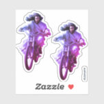 Dubman Does Design: Jesus on Wheels, Heaven sent<br><div class="desc">Dubman Does Design: Jesus on Wheels, Heaven Sent Stickers - click on options for other products! Dubman$ Enter the world of Dubman Does Design, where art moves, color glows, and everyday objects get a little more soul. This design shows a luminous rider in motion—peaceful, purposeful, and completely unbothered by gravity...</div>